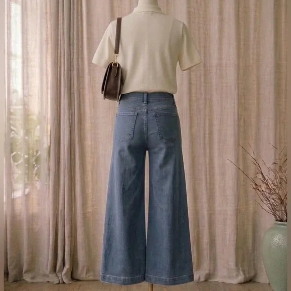 SPANX Light Blue High-Rise Wide Leg Jeans - Picture 2 of 5